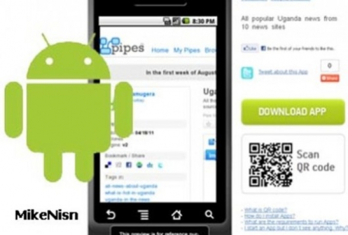 make your Website or Blog into an Android App, create a QR code